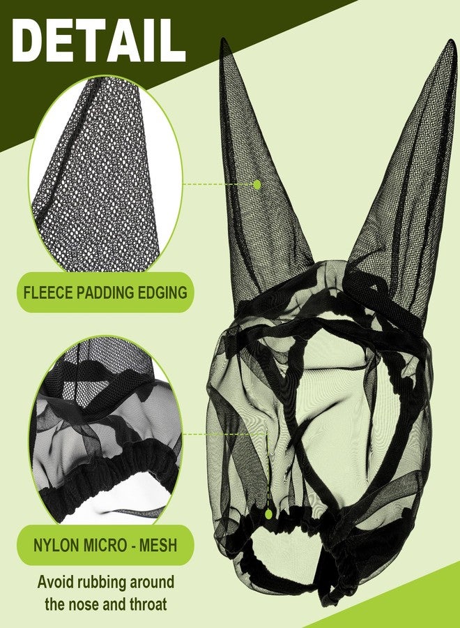 Yeyeplum Small Donkey Fly Mask with Ears Protection Breathable Mule Fly Mask with Long Ears Protection from Insects and Bugs Soft Mesh with Adjustable Fastener Easy to get on and Off(Black) - Image 3